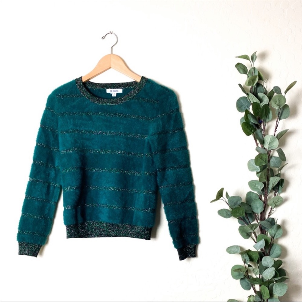 BB Dakota Pullover Green Black Sparkle Size Small